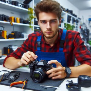 мастер ремонтирует фотоаппарат 1