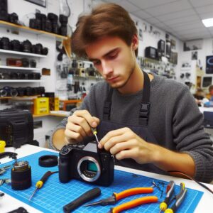 мастер ремонтирует фотоаппарат 3